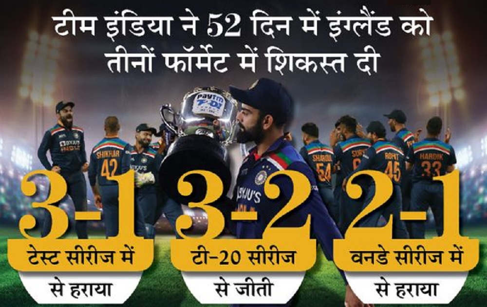 Ind vs Eng 3rd ODI Live Score / 7 रन से जीता भारत, तीनो फॉर्मेट में इंग्लिश टीम को दी शिकस्त